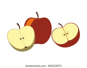 Apple fruit isolated icon. Ingredient for winter hot drink mulled wine, christmas beverage vector illustration.