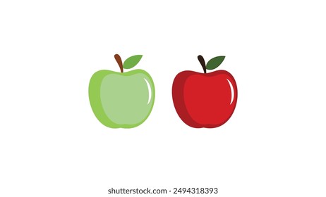 Fruta de manzana aislada sobre fondo blanco, Ilustración vectorial