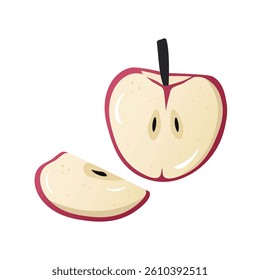 Apple fruit isolated on white background, Flat design. Vector illustration