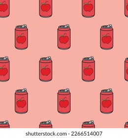 APPLE FRUIT JUICE CAN SEAMLESS PATTERN ALL OVER PRINT VECTOR