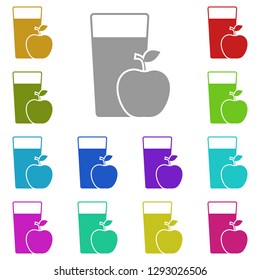 The apple fruit juice, crush in a glass, drink, glassful, body icon in multi color. Simple glyph, flat vector of gym, sport icons for UI and UX, website or mobile application