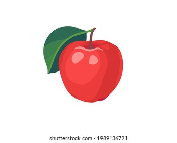 Apple fruit with leaf isolated on white background