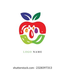 Apple fruit and leaf vector healthy logo design vector illustration