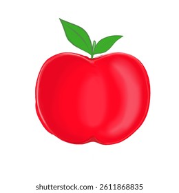 apple fruit with leaf without background