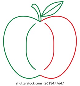 Apple Fruit Line Art Vector for Kids Hand Drawing and Learning – Simple Tropical Fruit Outline Illustration