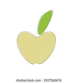 Apple fruit line draw vector illustration