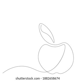 Dibujo de línea de fruta de Apple en fondo blanco, ilustración vectorial