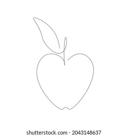 Apple fruit line drawing vector illustration