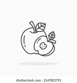 icono de la línea de fruta de manzana. Actrazo editable y píxel perfecto. Se puede usar para productos digitales, presentación, diseño de impresión y más.