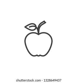 Apple, fruit line icon. linear style sign for mobile concept and web design. Fresh apple with leaf outline vector icon. Symbol, logo illustration. Pixel perfect vector graphics