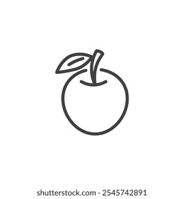 Apple fruit line icon. linear style sign for mobile concept and web design. Apple with leaf outline vector icon. Fresh produce symbol, logo illustration. Vector graphics