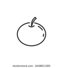 Apple Fruit line icon. Simple outline icon vector of a whole apple with a stem and leaf. This icon symbol is commonly linked to education and nutrition.