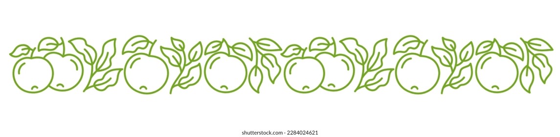 Apple fruit line ornament. Editable outline stroke. Vector line.