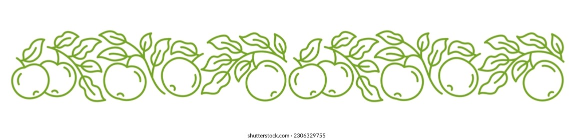 Apple fruit line ornament. Editable outline stroke. Vector line.