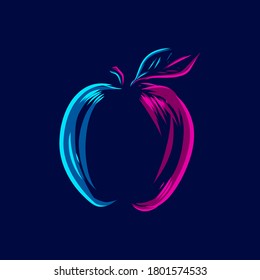 Apple Fruit line pop art potrait logo colorful design with dark background. Abstract vector illustration. Isolated black background for t-shirt, poster, clothing, merch, apparel, badge design