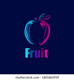 Apple Fruit line pop art potrait logo colorful design with dark background. Abstract vector illustration. Isolated black background for t-shirt, poster, clothing, merch, apparel, badge design