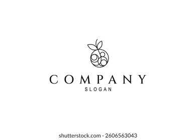 apple fruit logo in abstract line art design