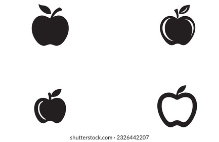 Apple fruit logo black simple flat icon on white background