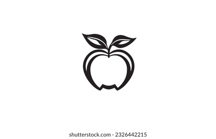 Apple fruit logo black simple flat icon on white background