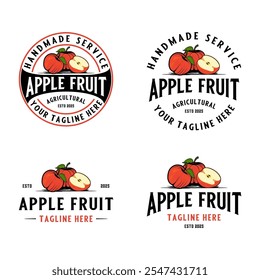 Diseño de logotipo de fruta de manzana, con icono de fruta de manzana fresca. Perfecto para etiquetas de frutas, iconos de bebidas de jugo o pegatinas de productos de bebida