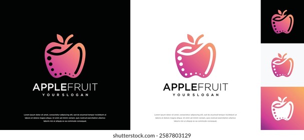 Apple fruit logo design. Apple fruit logo template with leaf. Apple logo symbol icon