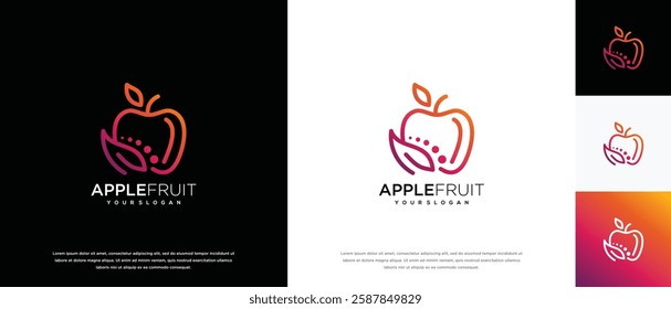 Apple fruit logo design. Apple fruit logo template with leaf. Apple logo symbol icon