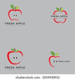 Ilustración de vectores de fruta fresca con logotipo de fruta de Apple