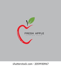 Ilustración de vectores de fruta fresca con logotipo de fruta de Apple