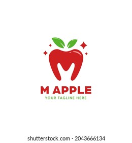 Logo de la fruta de Apple en el icono de la forma de la letra M