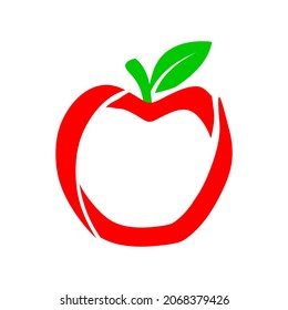 Vorlage für das Logo für Apfelfrucht. Gesundes Fruchtdesign mit modernem Stil. 3D-Apfel einzeln auf weißem Hintergrund für Verpackung oder Webdesign. VektorEPS. Apfellogo-Symbol im flachen Stil. Vektorgrafik. 