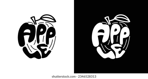 Apple fruit logotype typography vintage design in vector illustration