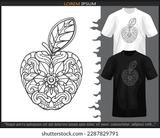 Apple fruit mandala arts isolated on black and white t shirt.