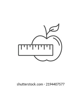 Apple fruit with measuring tape icons  symbol vector elements for infographic web
