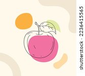 Apple Fruit Modern Vector Illustration Logo, Clip Art, Line Art, Wall Decor for Kitchen or Cafe
