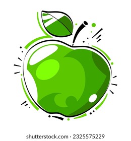 Logotipo de iluminación con vectores modernos de fruta de Apple, imágenes prediseñadas, líneas de arte, decoración de pared para cocina o cafetería