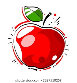 Apple Fruit Modern Vector Illustration Logo, Clipkunst, Line Art, Wall Decke für Küche oder Café