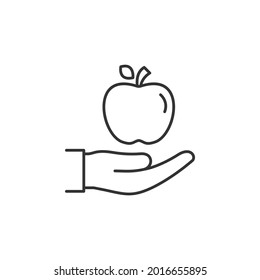 Estilo de línea de icono de fruta de Apple aislado en fondo blanco. Ilustración del vector