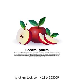 fruta de manzana sobre fondo blanco, estilo de vida saludable o concepto de dieta, logotipo para fruta fresca espacio de copia