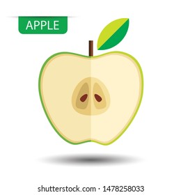 Apple, fruit on white background. Flat design style. vector illustration.