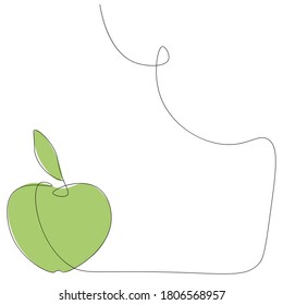 Apple fruit on white background line drawing. Vector illustration