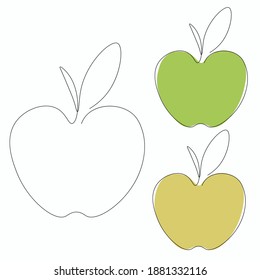 Fruto de manzana sobre fondo blanco, ilustración vectorial