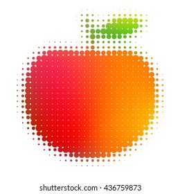 Apple fruit on a white background. Natural fruit. Halftone vector background. Halftone Apple. EPS-10