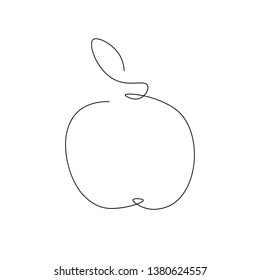 Apple fruit one line drawing vector illustration