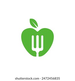 apple fruit organic agriculture eco friendly modern logo design vector