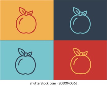 Apple Fruit Outline Style Logo Template, Simple Flat Icon Of food,fruit,apple