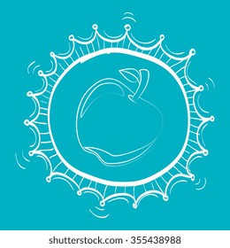 Apple fruit over blue background, vector illustration graphic design