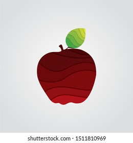 Apple fruit paper cut vector
