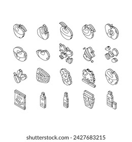 apple fruit red green leaf fresh isometric icons set. healthy half slice, organic sweet, juicy diet, health ripe cut, nutrition plant farm apple fruit red green leaf fresh color line