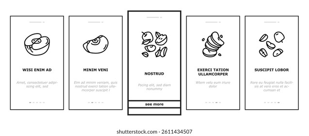 apple fruit red green leaf fresh onboarding mobile vector. healthy half slice, organic sweet, juicy diet, health ripe cut, nutrition plant farm apple fruit red green leaf fresh color illustrations