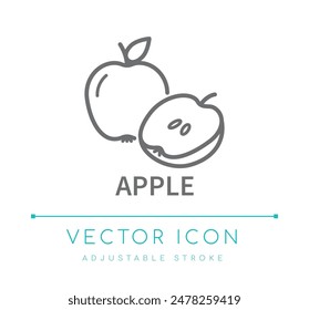 Apple Fruit Scent Line Icon, Food Flavor Symbol, Candle and Soap Fragrance Vector Symbol, Cosmetics Perfume Ingredient Logo Label 